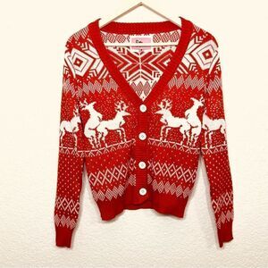 Tipsy Elves Naughty Reindeer Double Date Orange Ugly Christmas Sweater Size XS